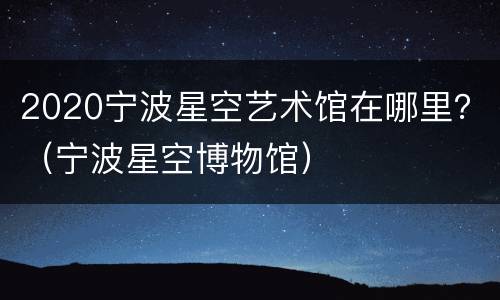 2020宁波星空艺术馆在哪里？（宁波星空博物馆）