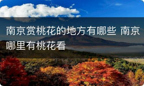 南京赏桃花的地方有哪些 南京哪里有桃花看