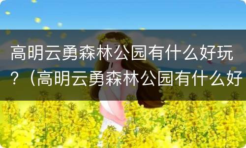 高明云勇森林公园有什么好玩?（高明云勇森林公园有什么好玩的）