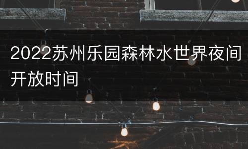 2022苏州乐园森林水世界夜间开放时间