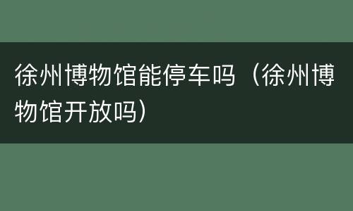 徐州博物馆能停车吗（徐州博物馆开放吗）