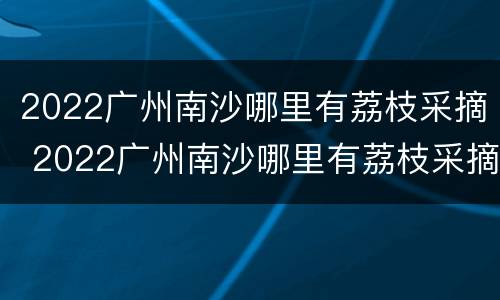 2022广州南沙哪里有荔枝采摘 2022广州南沙哪里有荔枝采摘的