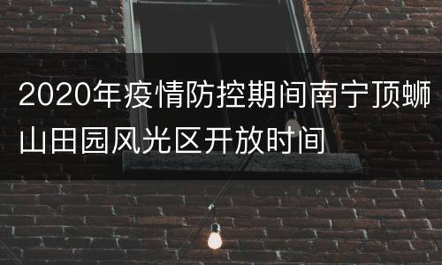 2020年疫情防控期间南宁顶蛳山田园风光区开放时间