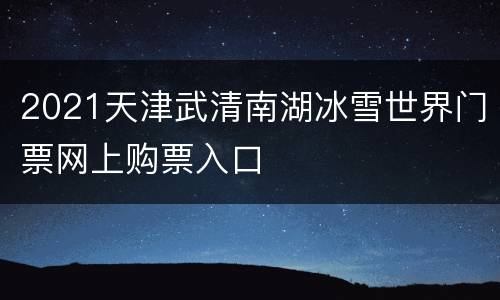 2021天津武清南湖冰雪世界门票网上购票入口