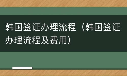 韩国签证办理流程（韩国签证办理流程及费用）
