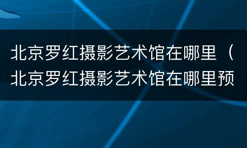 北京罗红摄影艺术馆在哪里（北京罗红摄影艺术馆在哪里预约）