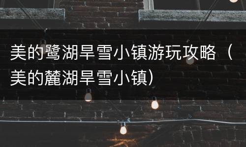 美的鹭湖旱雪小镇游玩攻略（美的麓湖旱雪小镇）