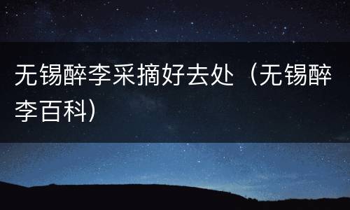 无锡醉李采摘好去处（无锡醉李百科）