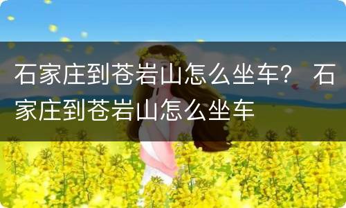 石家庄到苍岩山怎么坐车？ 石家庄到苍岩山怎么坐车