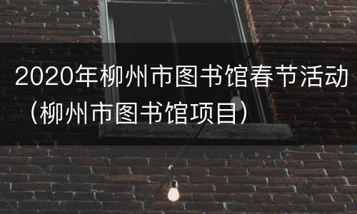 2020年柳州市图书馆春节活动（柳州市图书馆项目）