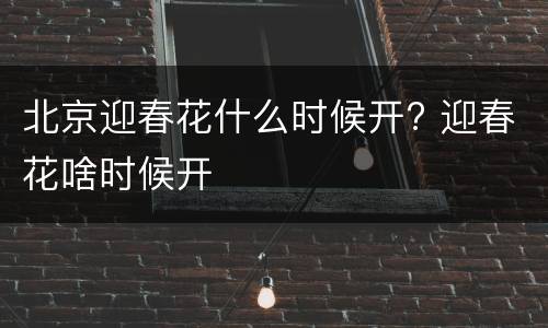 北京迎春花什么时候开? 迎春花啥时候开