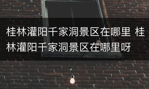 桂林灌阳千家洞景区在哪里 桂林灌阳千家洞景区在哪里呀
