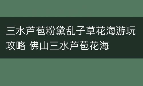 三水芦苞粉黛乱子草花海游玩攻略 佛山三水芦苞花海