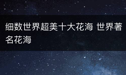 细数世界超美十大花海 世界著名花海