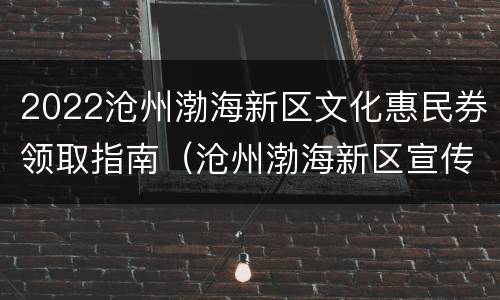 2022沧州渤海新区文化惠民券领取指南（沧州渤海新区宣传片）
