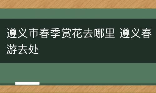 遵义市春季赏花去哪里 遵义春游去处