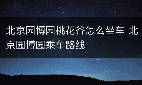 北京园博园桃花谷怎么坐车 北京园博园乘车路线