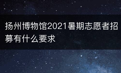 扬州博物馆2021暑期志愿者招募有什么要求