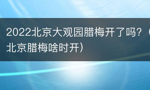 2022北京大观园腊梅开了吗?（北京腊梅啥时开）