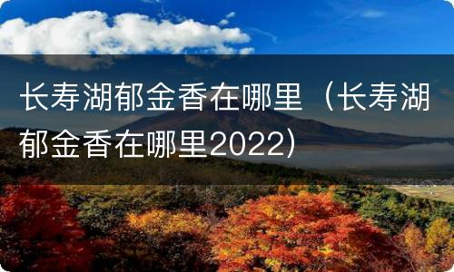 长寿湖郁金香在哪里（长寿湖郁金香在哪里2022）
