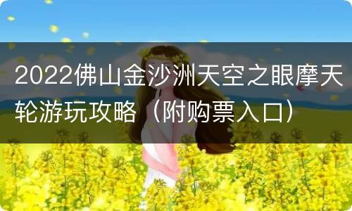 2022佛山金沙洲天空之眼摩天轮游玩攻略（附购票入口）
