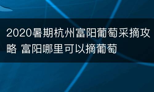 2020暑期杭州富阳葡萄采摘攻略 富阳哪里可以摘葡萄