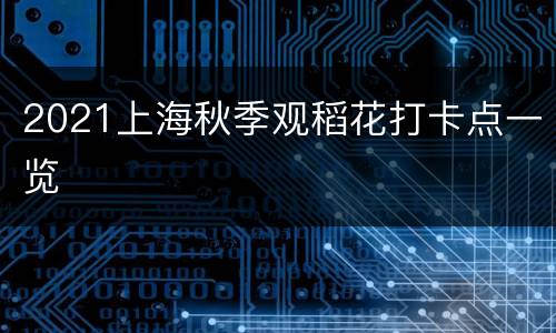 2021上海秋季观稻花打卡点一览