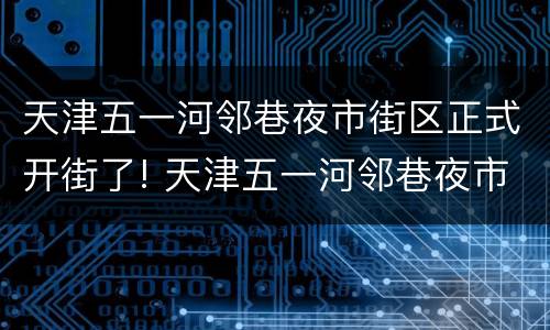 天津五一河邻巷夜市街区正式开街了! 天津五一河邻巷夜市街区正式开街了嘛