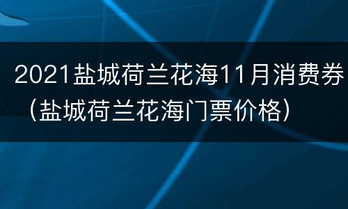 2021盐城荷兰花海11月消费券（盐城荷兰花海门票价格）