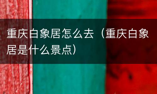重庆白象居怎么去（重庆白象居是什么景点）