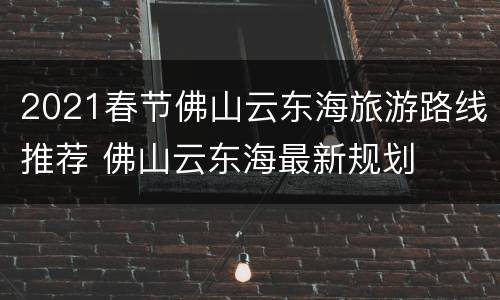 2021春节佛山云东海旅游路线推荐 佛山云东海最新规划