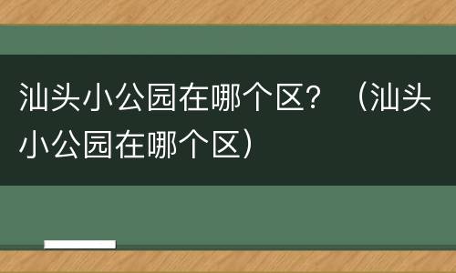 汕头小公园在哪个区？（汕头小公园在哪个区）