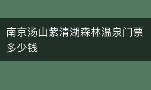 南京汤山紫清湖森林温泉门票多少钱