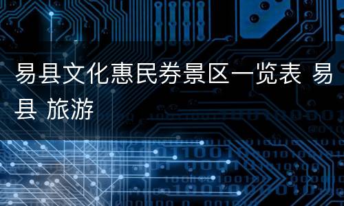 易县文化惠民券景区一览表 易县 旅游