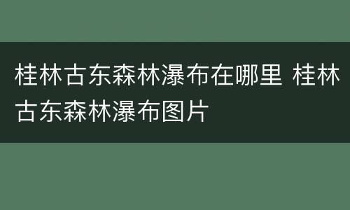 桂林古东森林瀑布在哪里 桂林古东森林瀑布图片