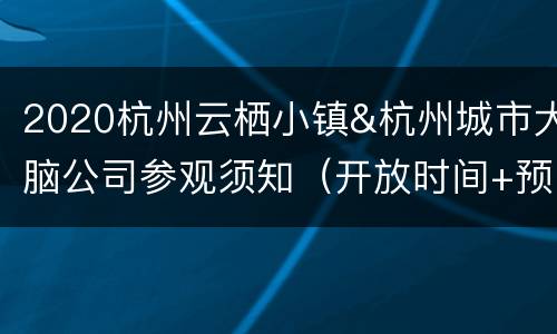 2020杭州云栖小镇&杭州城市大脑公司参观须知（开放时间+预约方式+持续更新）
