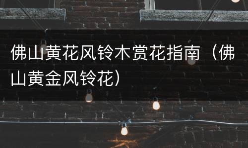 佛山黄花风铃木赏花指南（佛山黄金风铃花）