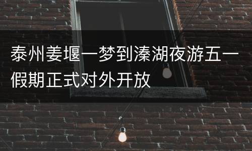 泰州姜堰一梦到溱湖夜游五一假期正式对外开放