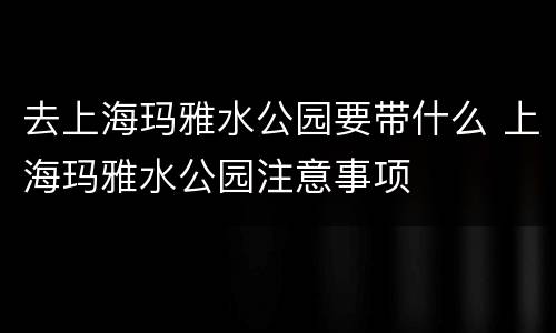 去上海玛雅水公园要带什么 上海玛雅水公园注意事项