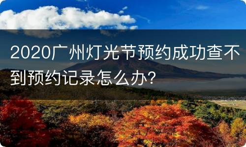 2020广州灯光节预约成功查不到预约记录怎么办？