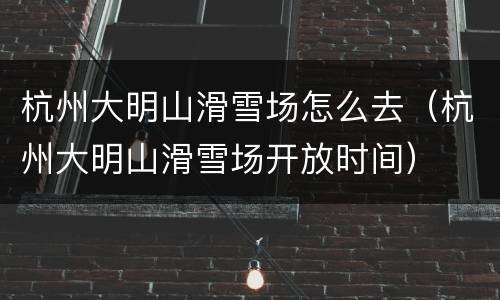 杭州大明山滑雪场怎么去（杭州大明山滑雪场开放时间）