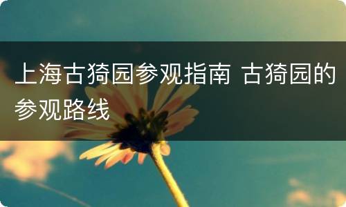 上海古猗园参观指南 古猗园的参观路线