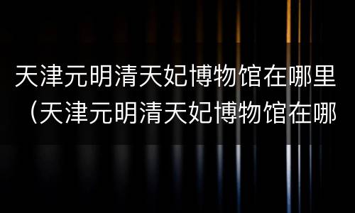 天津元明清天妃博物馆在哪里（天津元明清天妃博物馆在哪里建的）