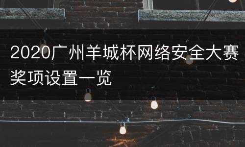 2020广州羊城杯网络安全大赛奖项设置一览