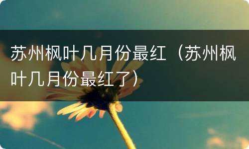 苏州枫叶几月份最红（苏州枫叶几月份最红了）
