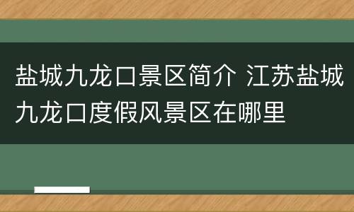 盐城九龙口景区简介 江苏盐城九龙口度假风景区在哪里