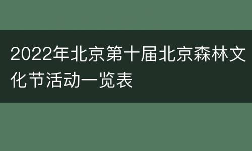 2022年北京第十届北京森林文化节活动一览表