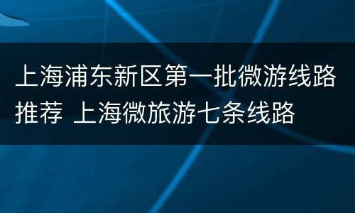 上海浦东新区第一批微游线路推荐 上海微旅游七条线路