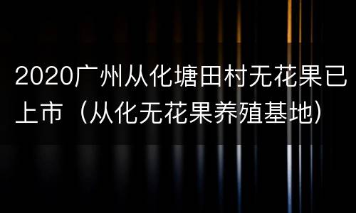 2020广州从化塘田村无花果已上市（从化无花果养殖基地）