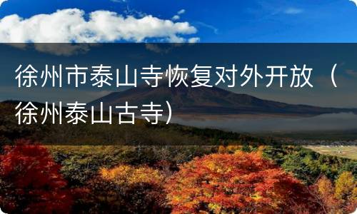 徐州市泰山寺恢复对外开放（徐州泰山古寺）